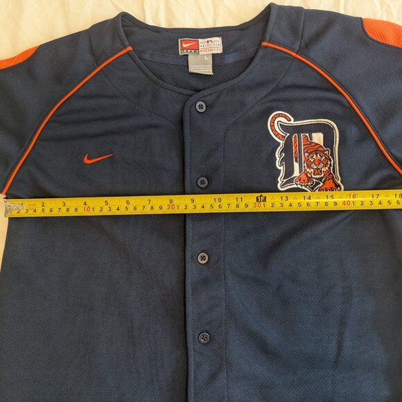 Nike Detroit Tigers MLB Jersey Size L Men's Navy Blue Button-Up Team Apparel - Picture 2 of 11